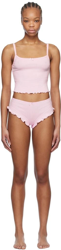SKIMS Pink Logo Pointelle Cropped Cami Pyjama Set 1