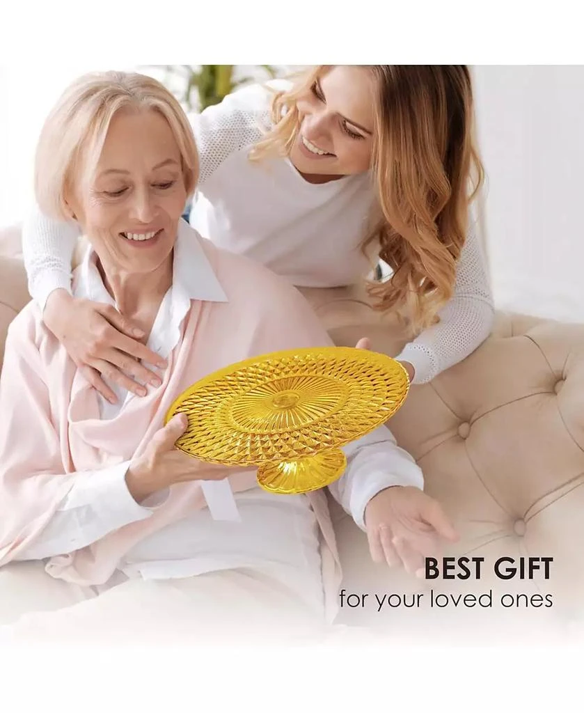 Amici Home Rochester Footed Glass Cake Stand - Amber 6