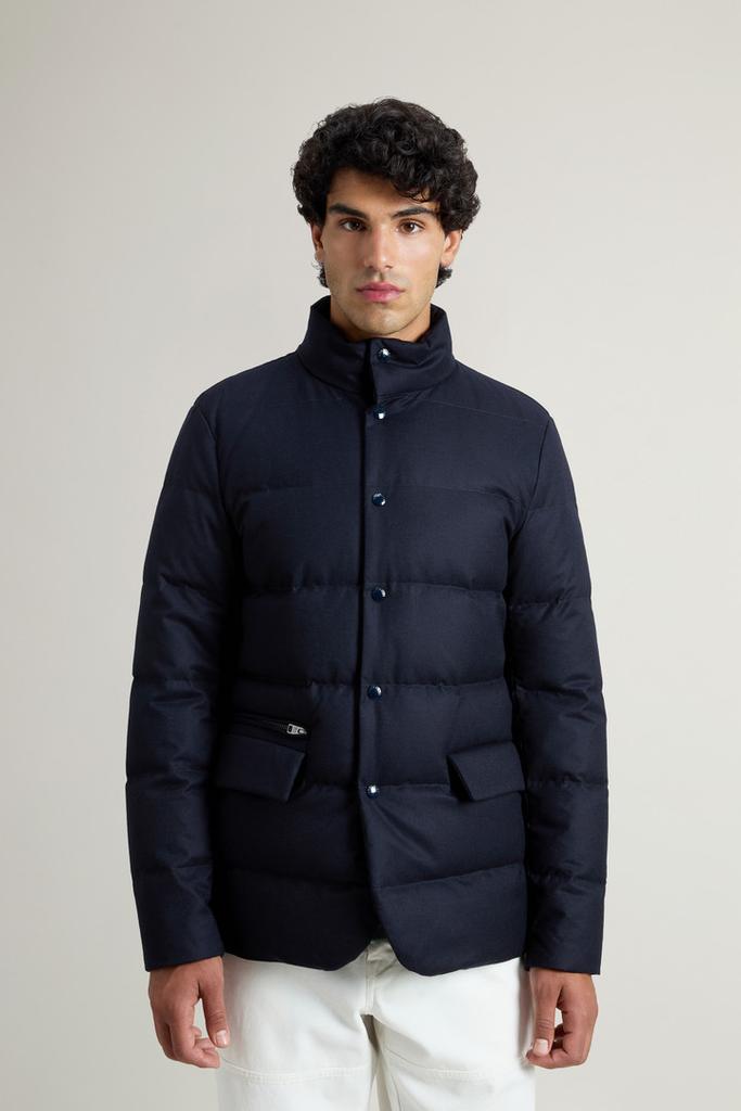 Woolrich Blazer in Vitale Barberis Canonico Virgin Wool Flannel - Men - Blue