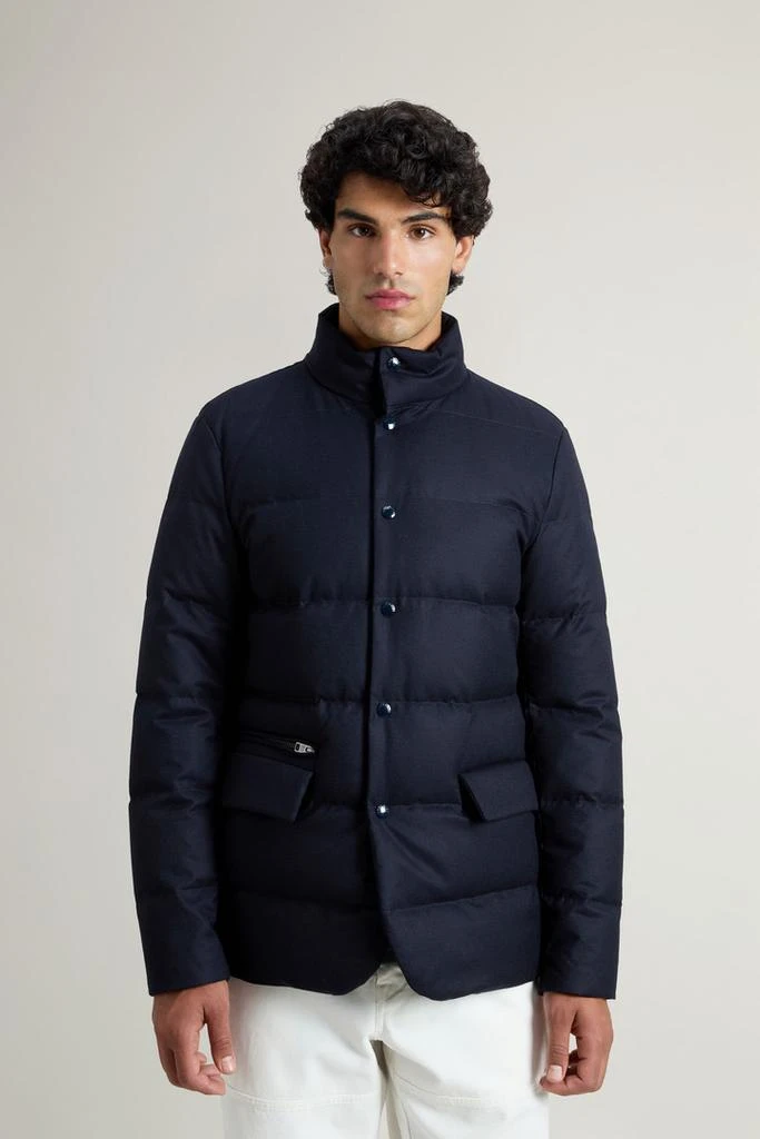 Woolrich Blazer in Vitale Barberis Canonico Virgin Wool Flannel - Men - Blue 1