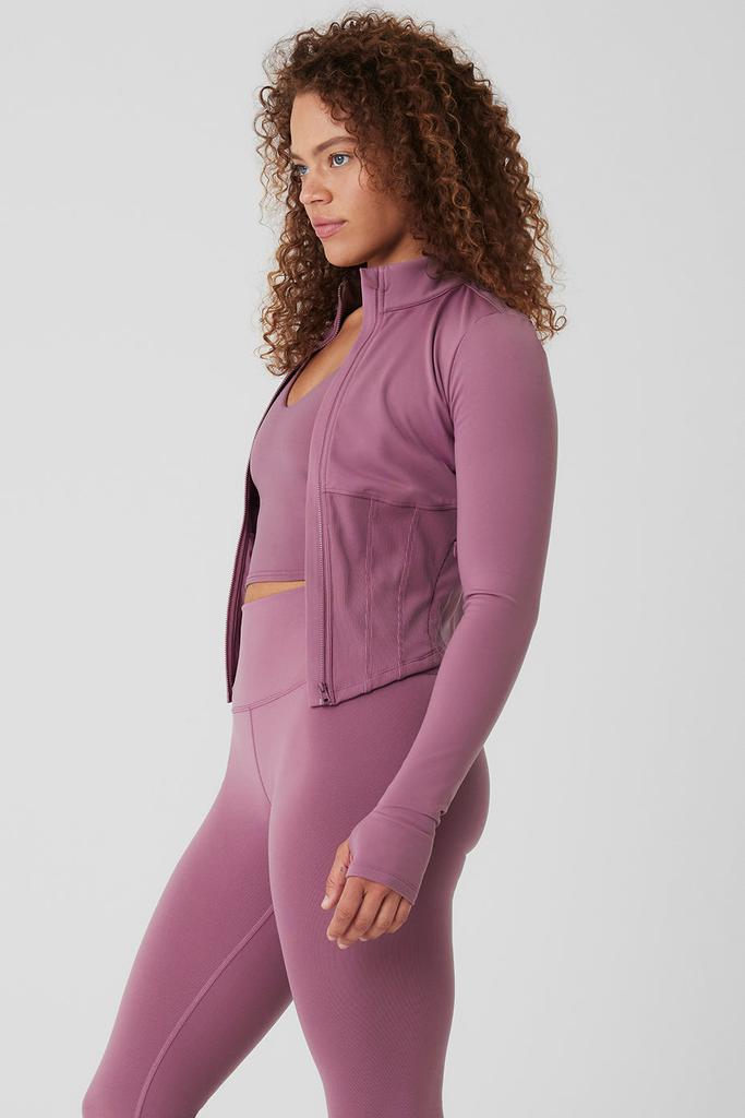 Alo Airbrush Corset Full Zip Jacket - Soft Mulberry - Jackets