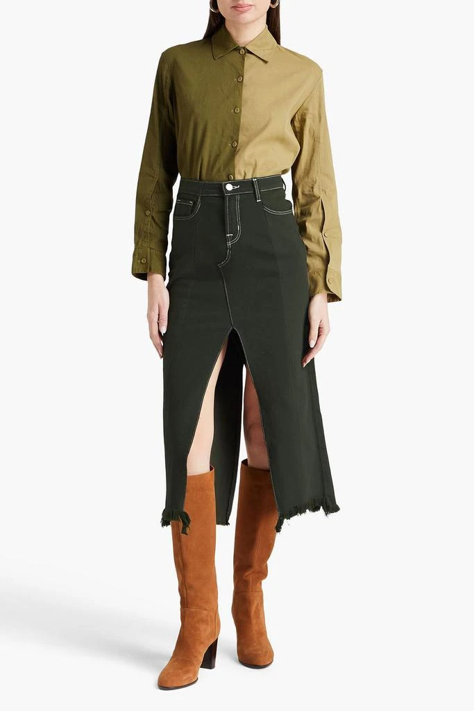 E.L.V. DENIM X THE OUTNET The Reworked frayed denim midi skirt 2