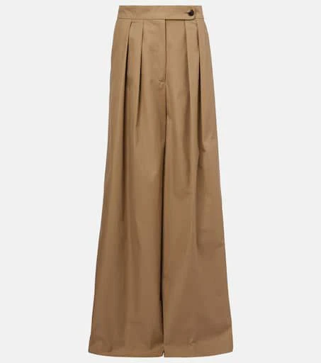 Dries Van Noten Low-rise cotton twill wide-leg pants 1