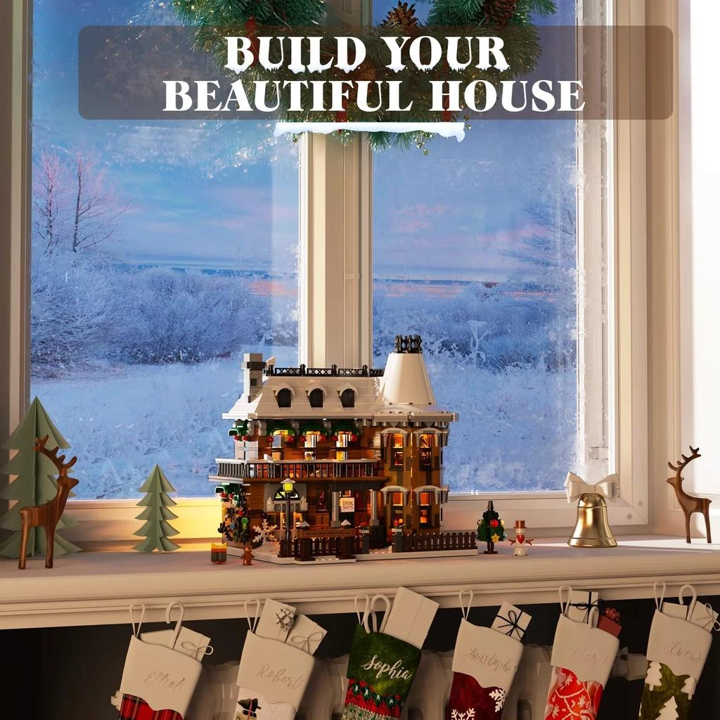 BuildMoc Wonderfuled Life Holiday Snow House Building Blocks Set - 1549 Pieces Gift for Friends and Family 4
