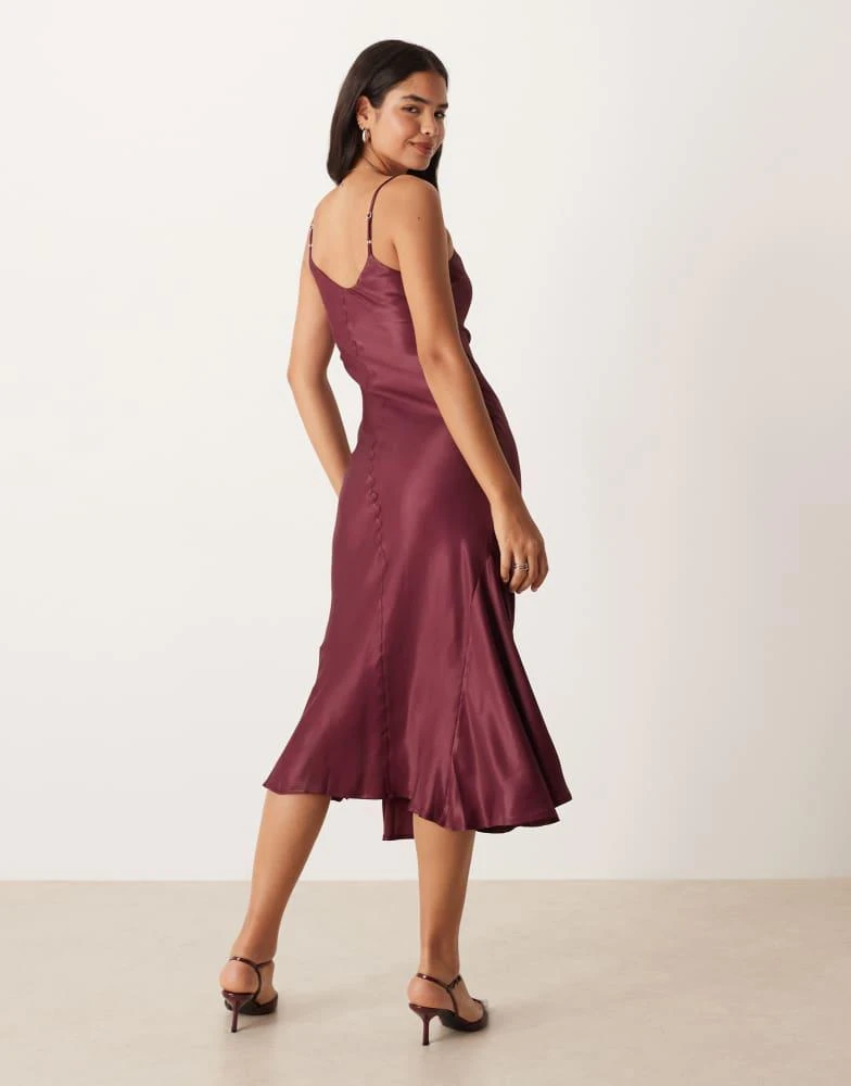 knee length dresses for ladies Rent Asos Edition Drape Satin Cami Midi Dress In Lilac