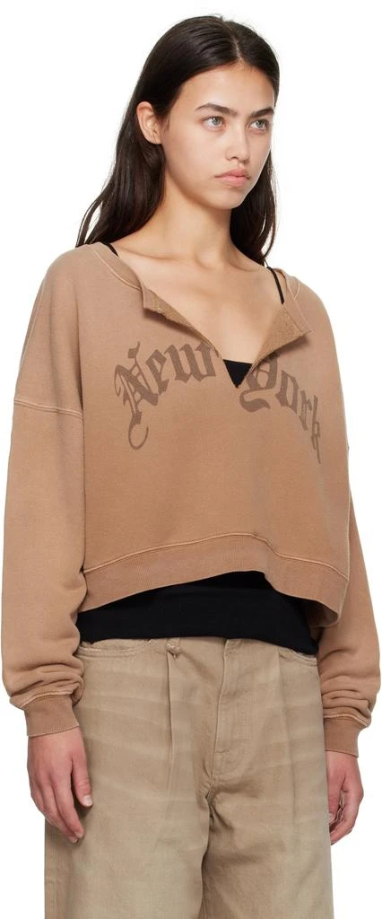 R13 Tan 
New York
 Cropped Front Slit Sweatshirt 2