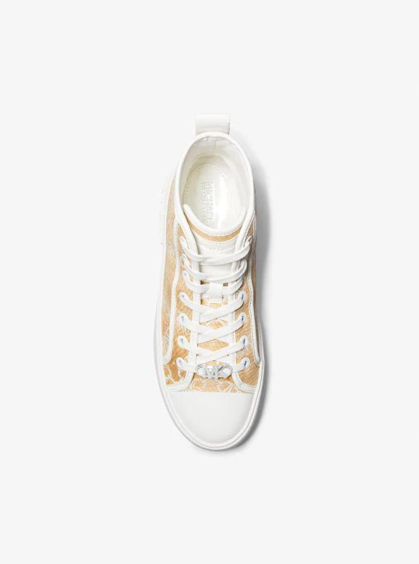 Michael Kors Evy Empire Logo Jacquard Straw High-Top Sneaker 3