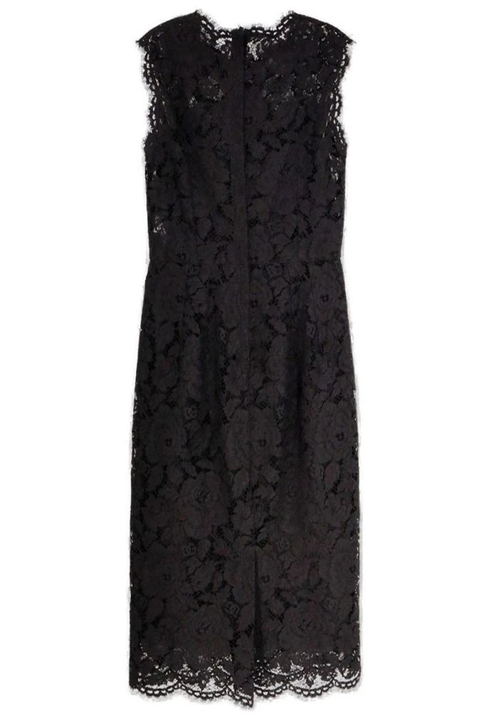 green emerald velvet dress Dolce & Gabbana Pink Floral Lace Long Sleeve Midi Women's Dress main image 0