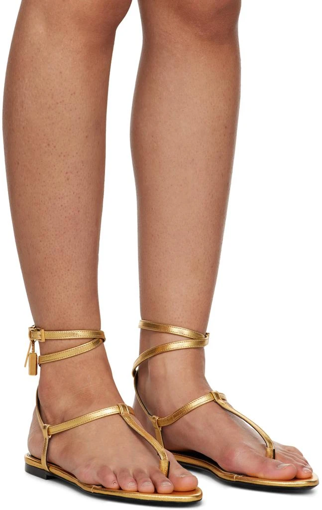 Tom Ford Gold Laminated Leather Padlock Sandals 4