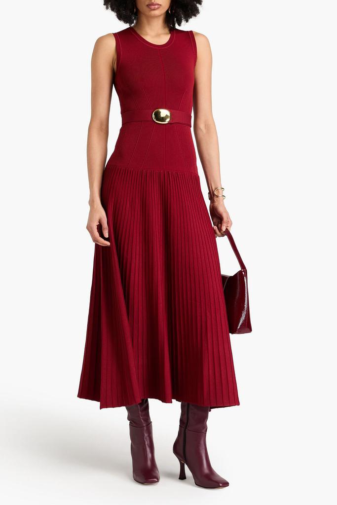 NICHOLAS Madison belted ribbed-knit midi dress