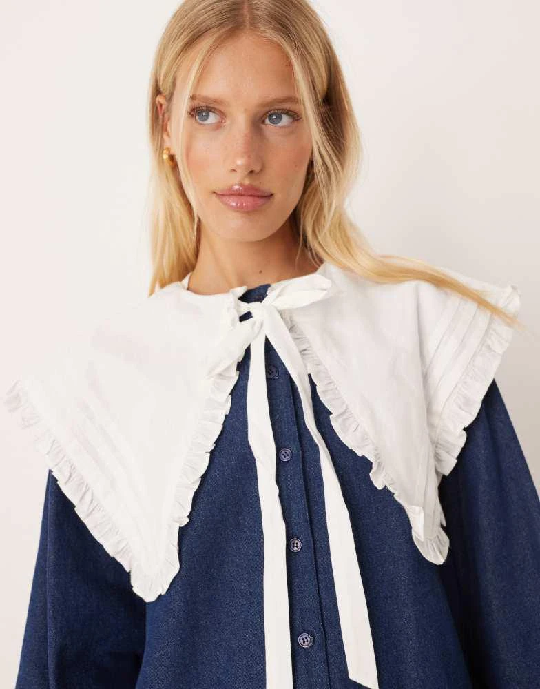 Shop Neon Rose oversized removable collar denim mini smock dress in indigo  on Sale at BeyondStyle  Get 20% Off Neon Rose oversized removable collar  denim mini smock dress in indigo with