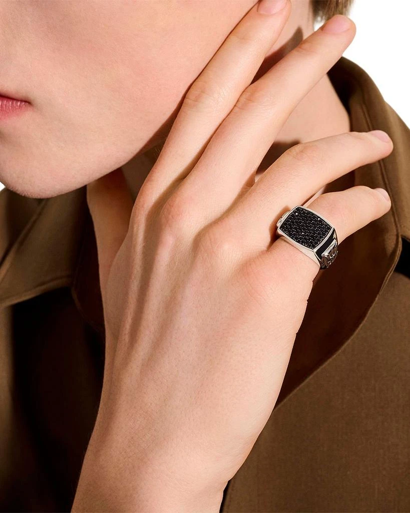 John Hardy Men
s Sterling Silver ID Signet Black Sapphire Pavé Cluster Ring 2