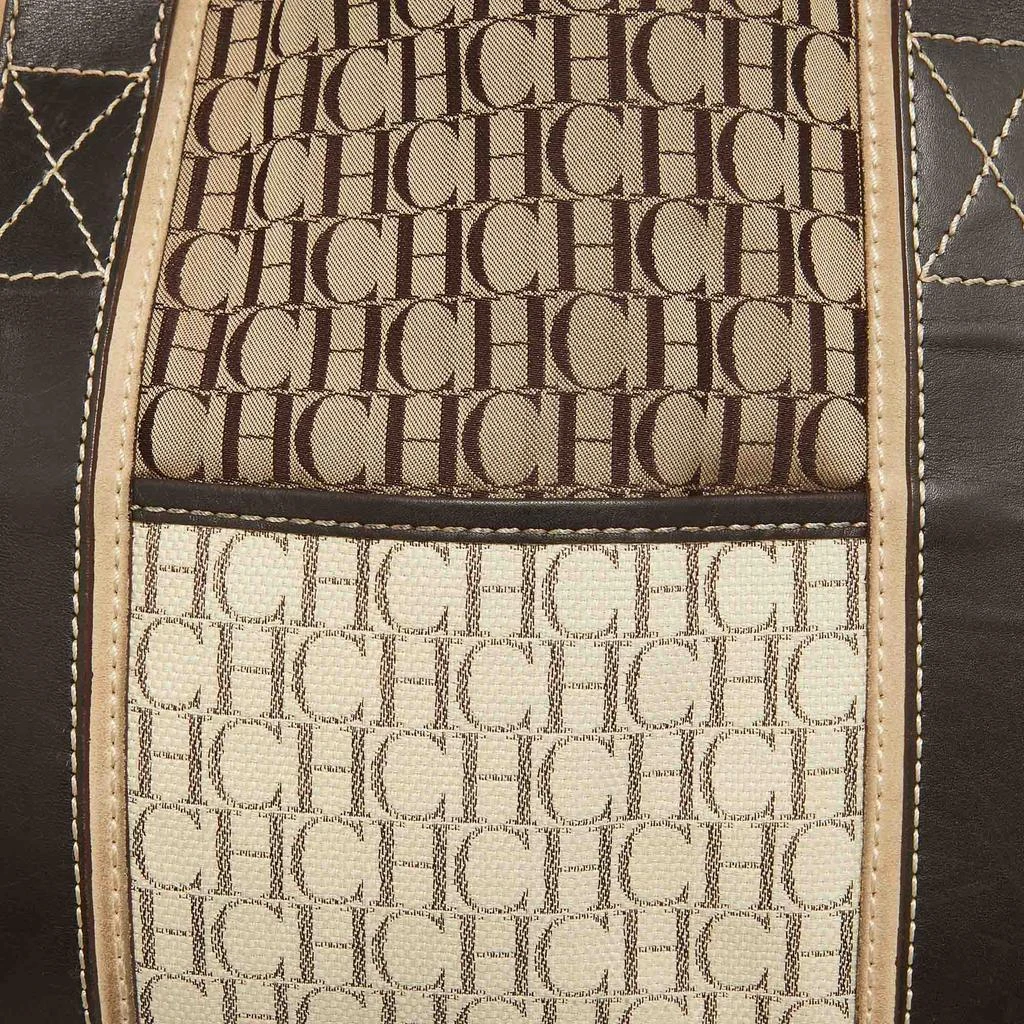 Carolina Herrera Carolina Herrera Brown/Beige Canvas and Leather Shopper Tote 5