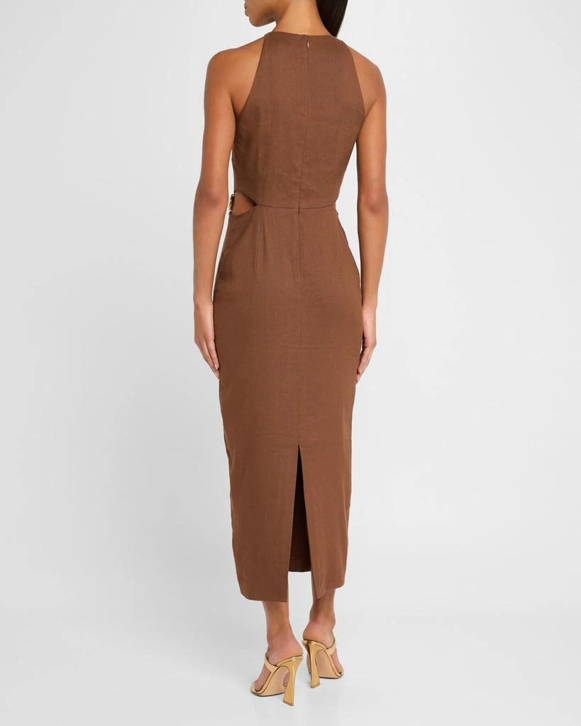 VERONICA BEARD Isla Gold-Disc Linen Midi Dress 3