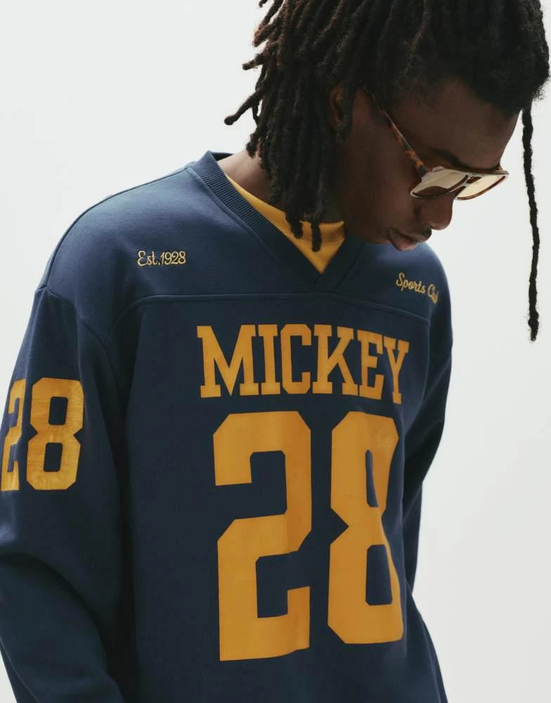 Pull&Bear Pull&Bear Mickey mousse football sweatshirt in navy 2