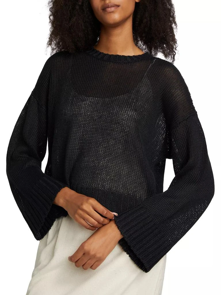Jenni Kayne Cropped Linen Knit Crewneck Sweater 6