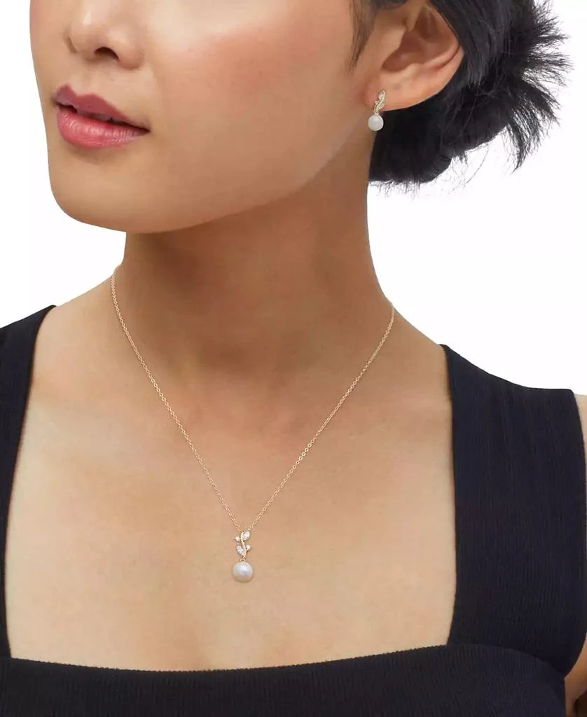 Macy
s 2-Pc. Cultured Freshwater Pearl (7-8mm)
White Cubic Zirconia Drop Earrings and Pendant Necklace Set in 14k Yellow Gold Over Sterling Silver 8