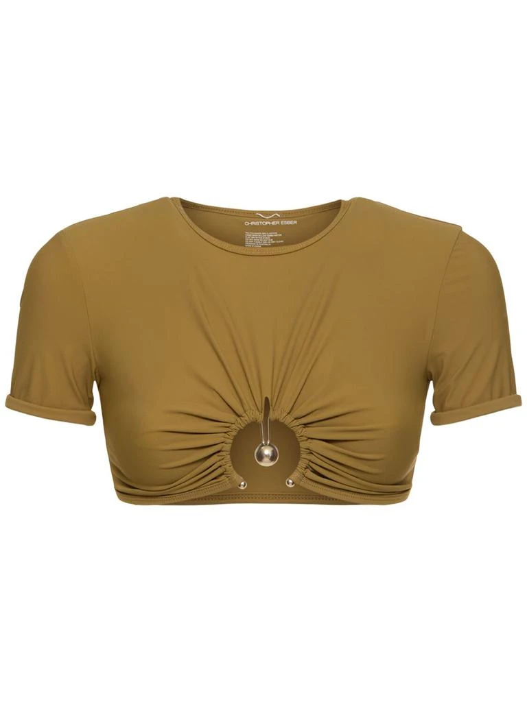 Christopher Esber Ruched Orbit Cropped Lycra Top 1