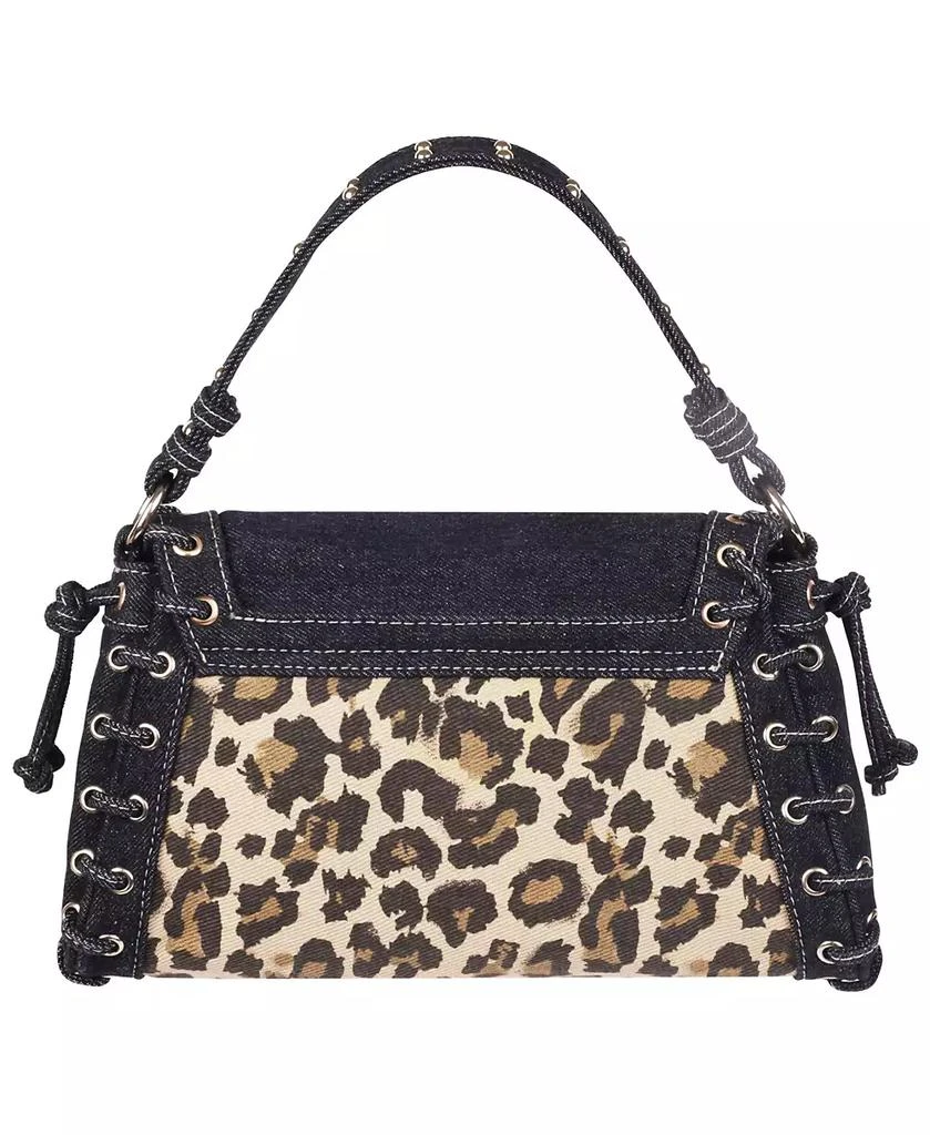 True Religion Denim Leopard Eyelet Trim Flap Bag 5