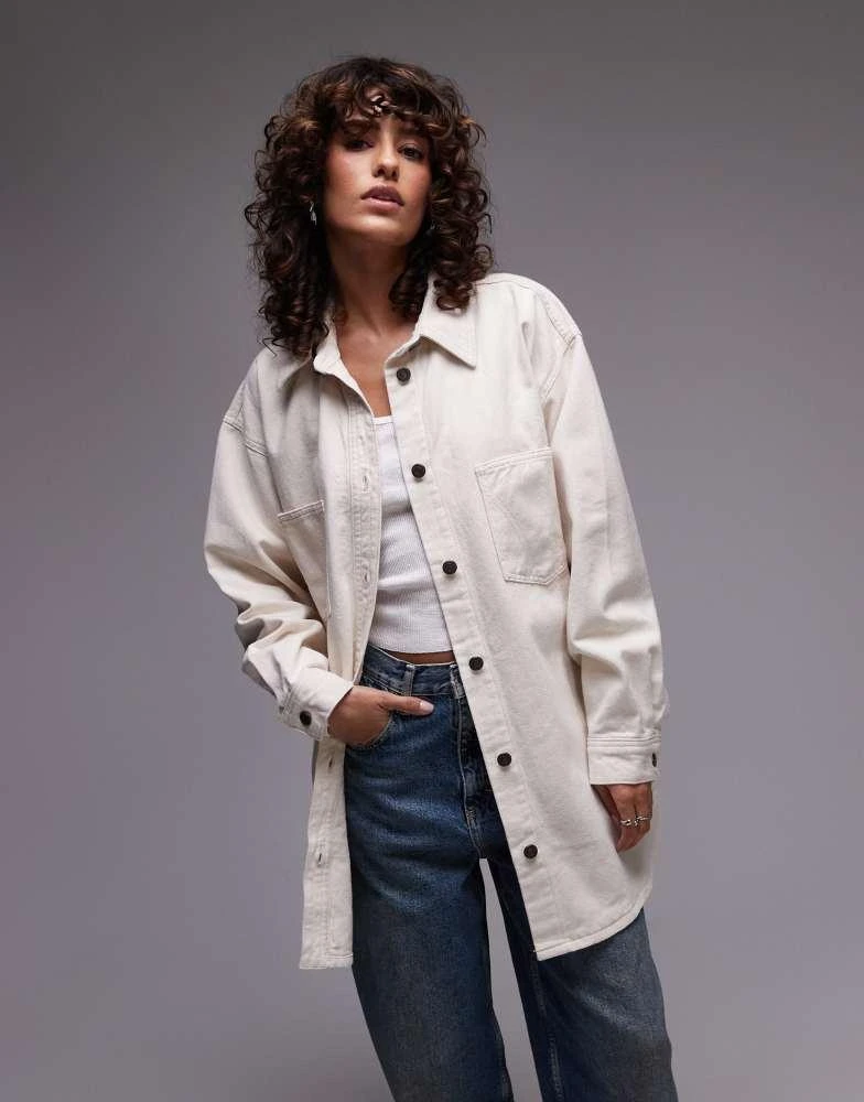 Topshop Topshop denim shacket in ecru 2