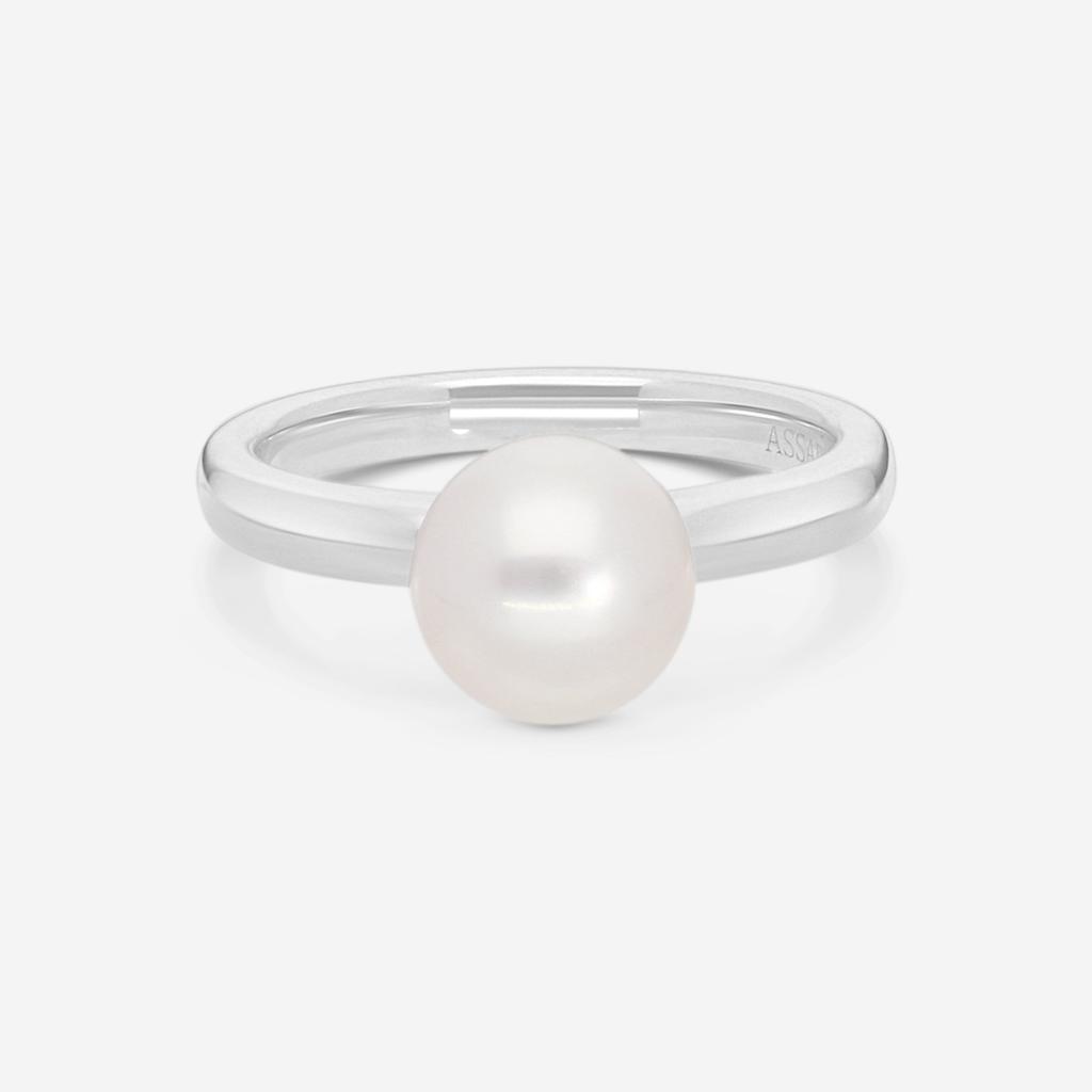 Assael Assael 18K White Gold Single Akoya Cultured Pearl Ring Sz. 6.75 R4104