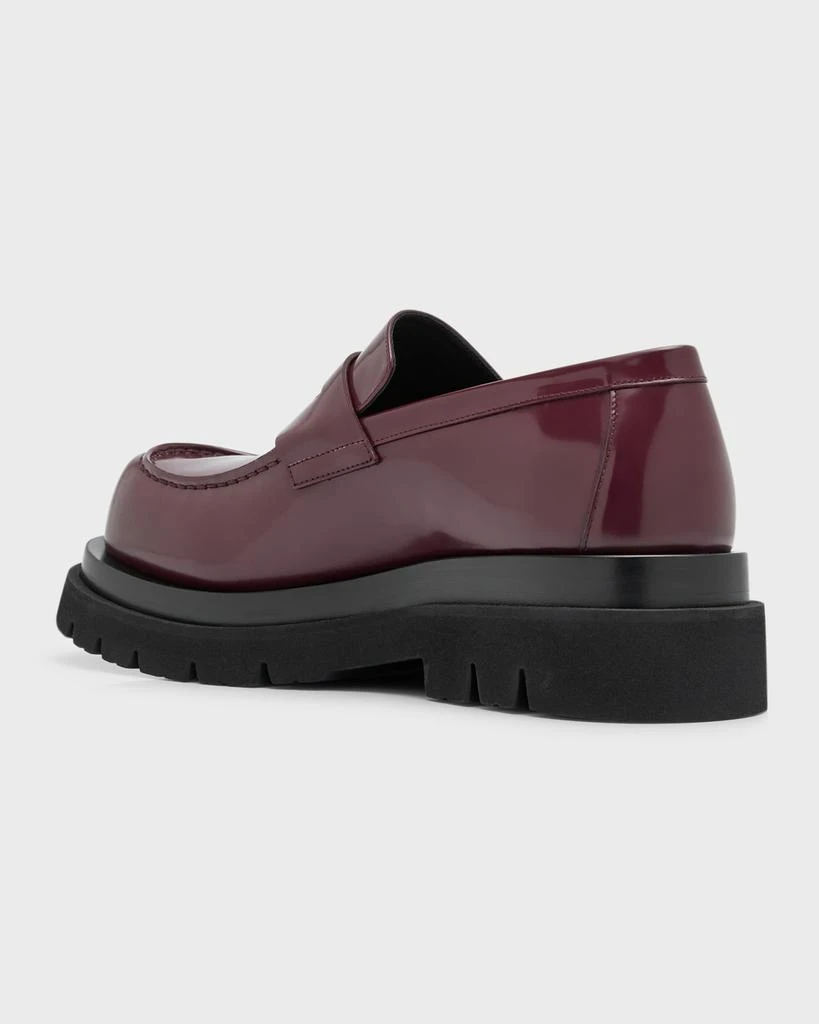 Bottega Veneta Men's Chunky Lug Glossy Leather Penny Loafers 3