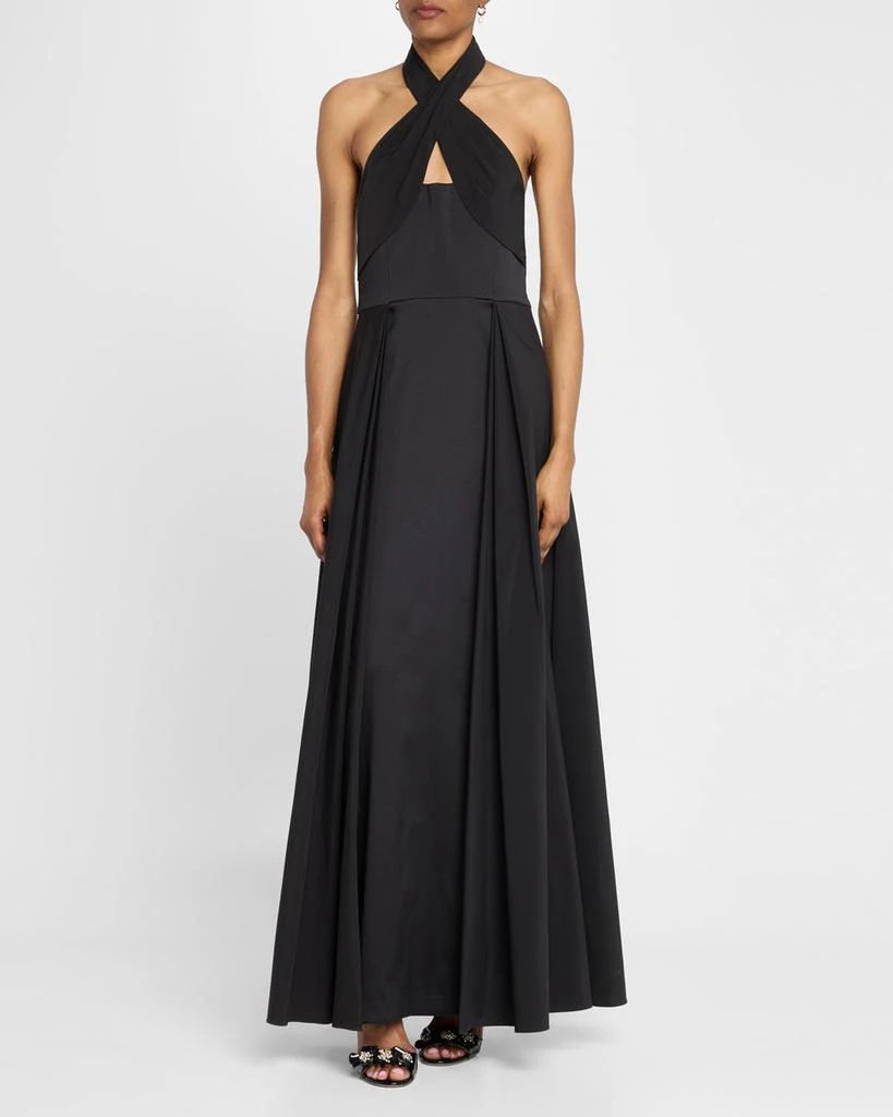 Cutout Pleated Mikado Halter Gown – On Sale Now with Up to 61% Off