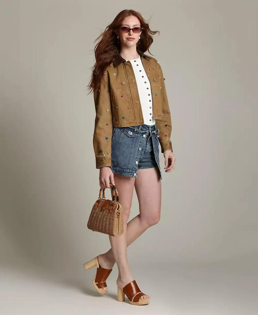 Avec Les Filles Women
s Embellished Chore Spread Collar Jacket 9