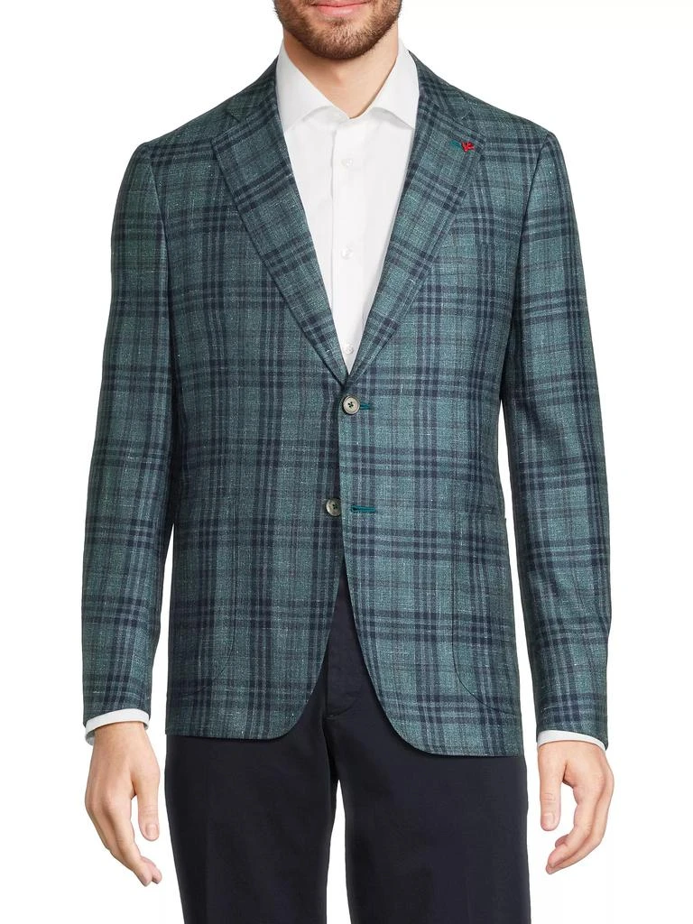 Isaia Check Wool-Blend Two-Button Blazer 3