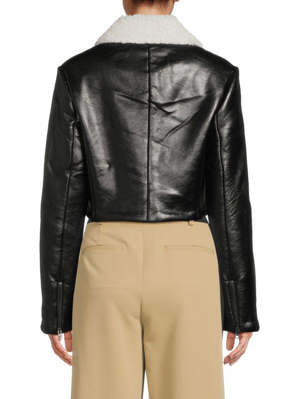 Alice by Temperley Rachelle Faux Shearling & Faux Leather Cropped Jacket