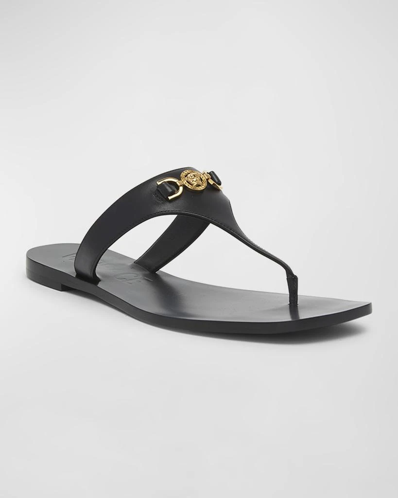 Versace Medusa Leather Flat Thong Sandals 3