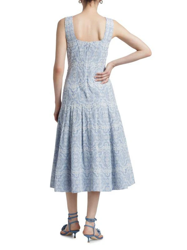 VERONICA BEARD Jolie Eyelet Squareneck Midi-Dress 2