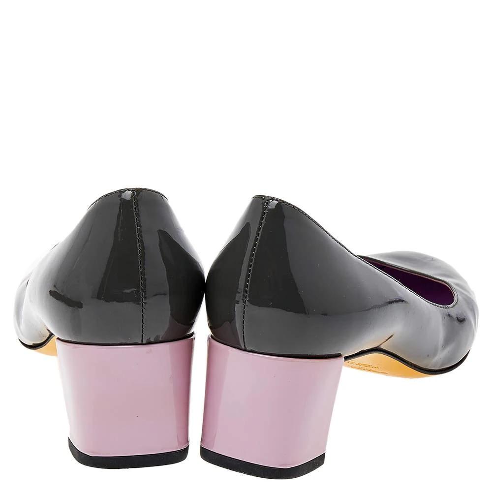 Fendi Fendi Grey/Purple Patent Leather Block Heel Pumps Size 37 5