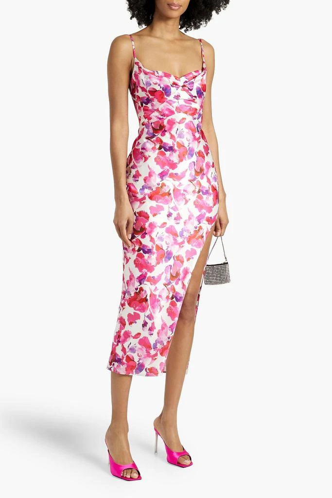 NICHOLAS Bella draped floral-print satin-crepe midi dress 2