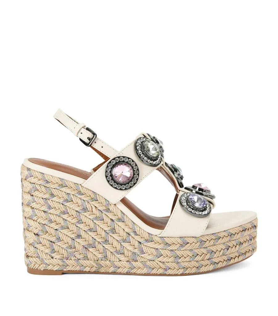 Kurt Geiger Leather Embellished Octavia Heeled Wedges 105 3