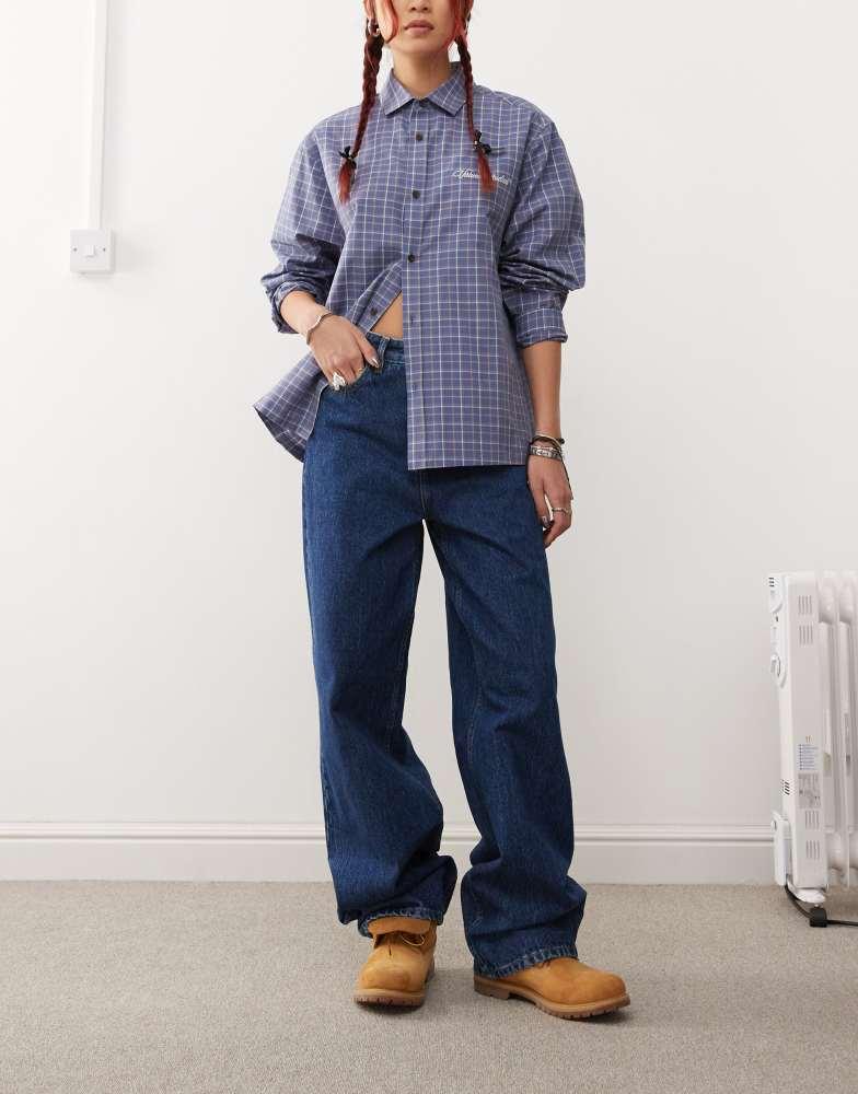 Dr Denim Dr Denim Donna relaxed fit high waist wide straight leg jeans in stream dark retro