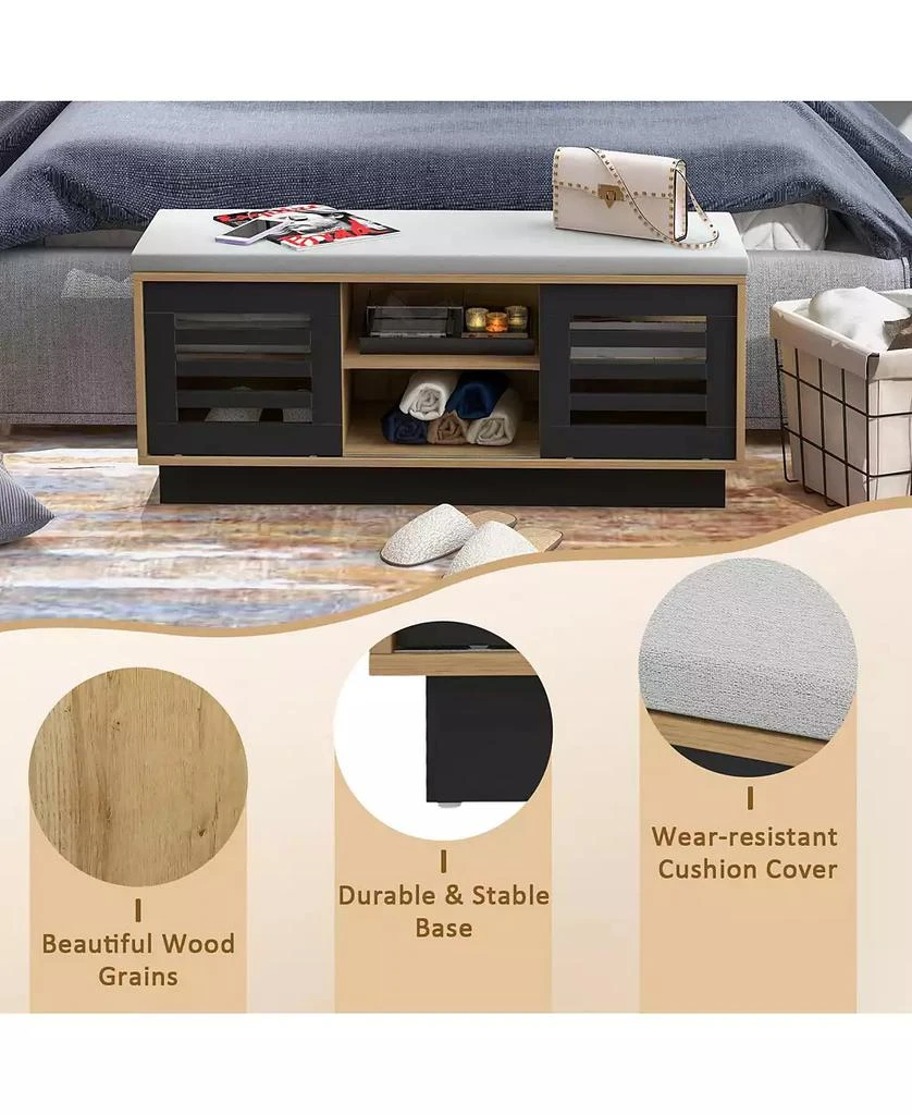 Costway Shoe Storage Bench with Cushion and Shoe Rack Organizer for Entryway 9