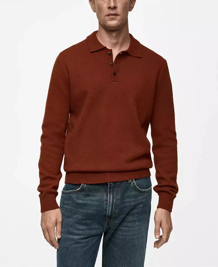 Mango Men's Wool-Blend Polo-Collar Sweater 1