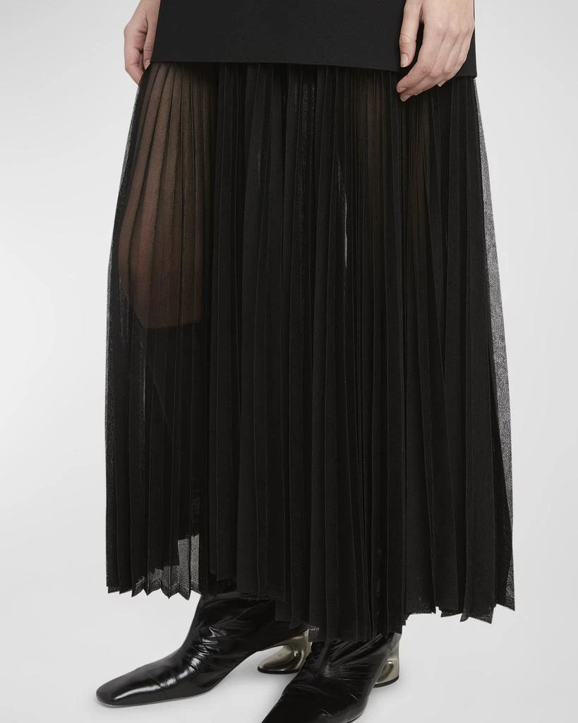 Jil Sander Pleated Sheer-Skirt Sleeveless Maxi Dress 4