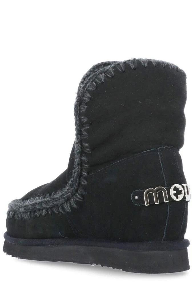 Mou Mou Logo Plaque Stitch-Trim Wedge Boots 3