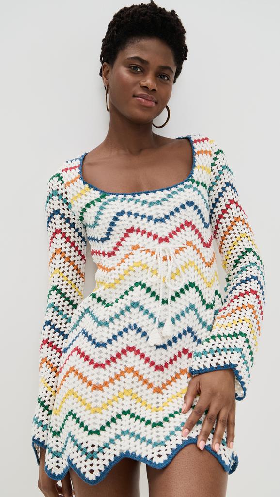 SAYLOR Siera Rainbow Crochet Mini Dress