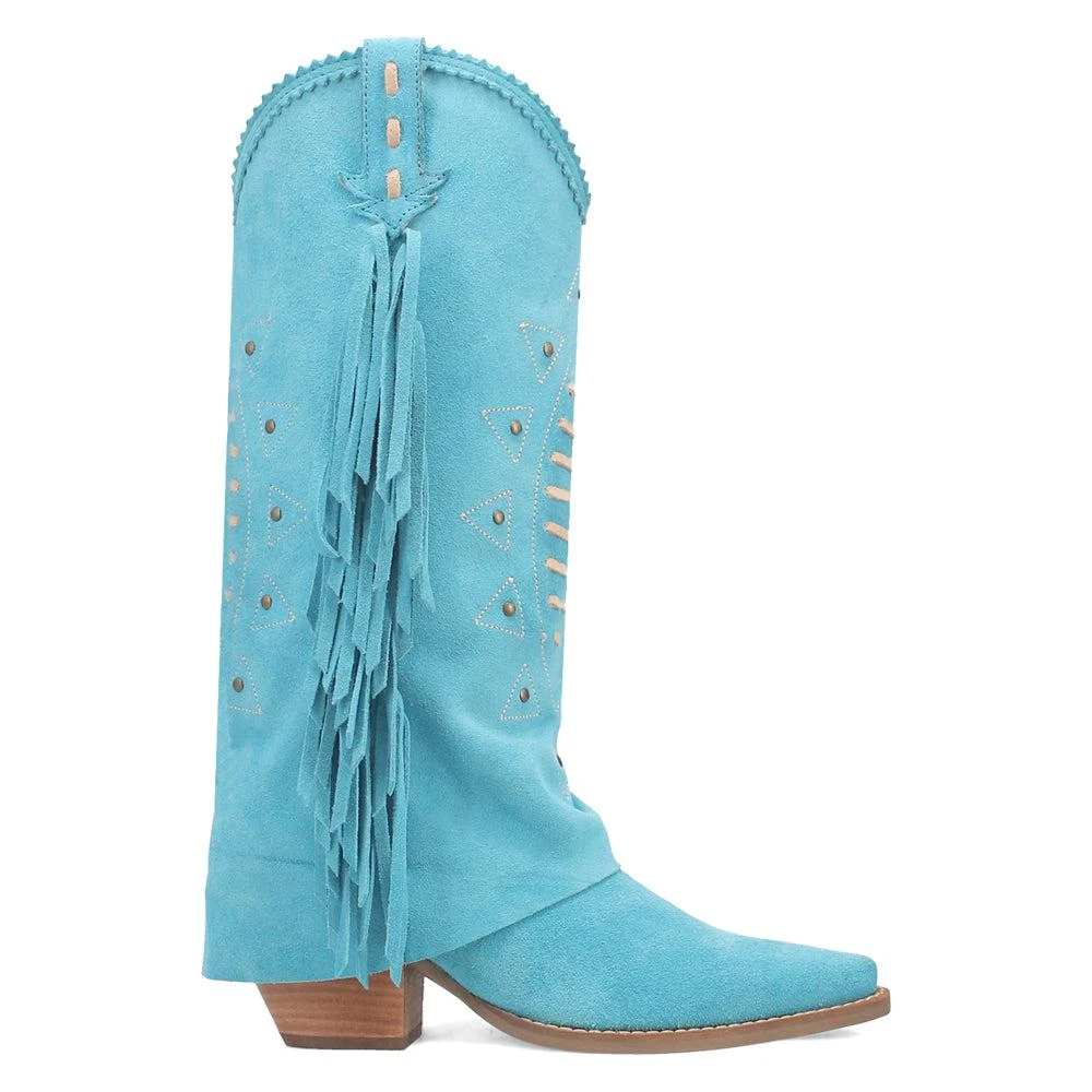 Dingo Spirit Trail Studded Embroidered Fringe Snip Toe Pull On Cowboy Boots 1