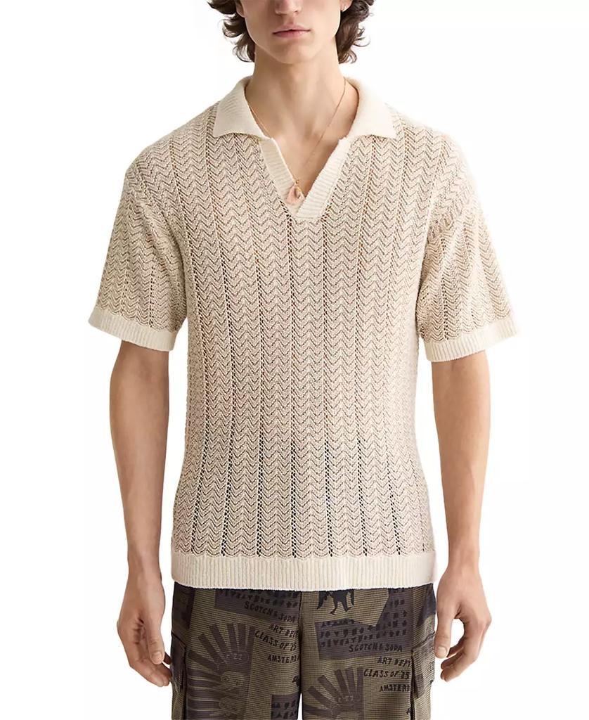 Scotch & Soda Men's Structured Knit Sweater Polo Shirt
