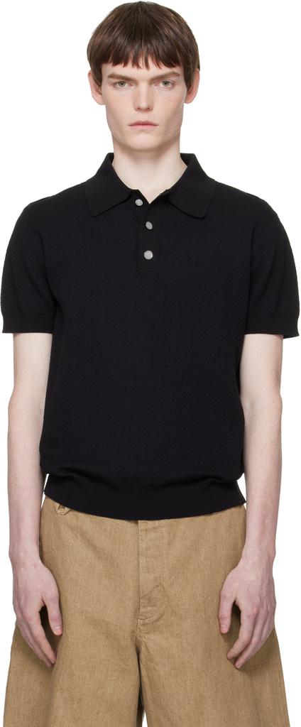 トップス second layer 23ss s/s open knit polo Second/Layer - Men's Open Knit Polo Shirt – On Sale Now with Up to
