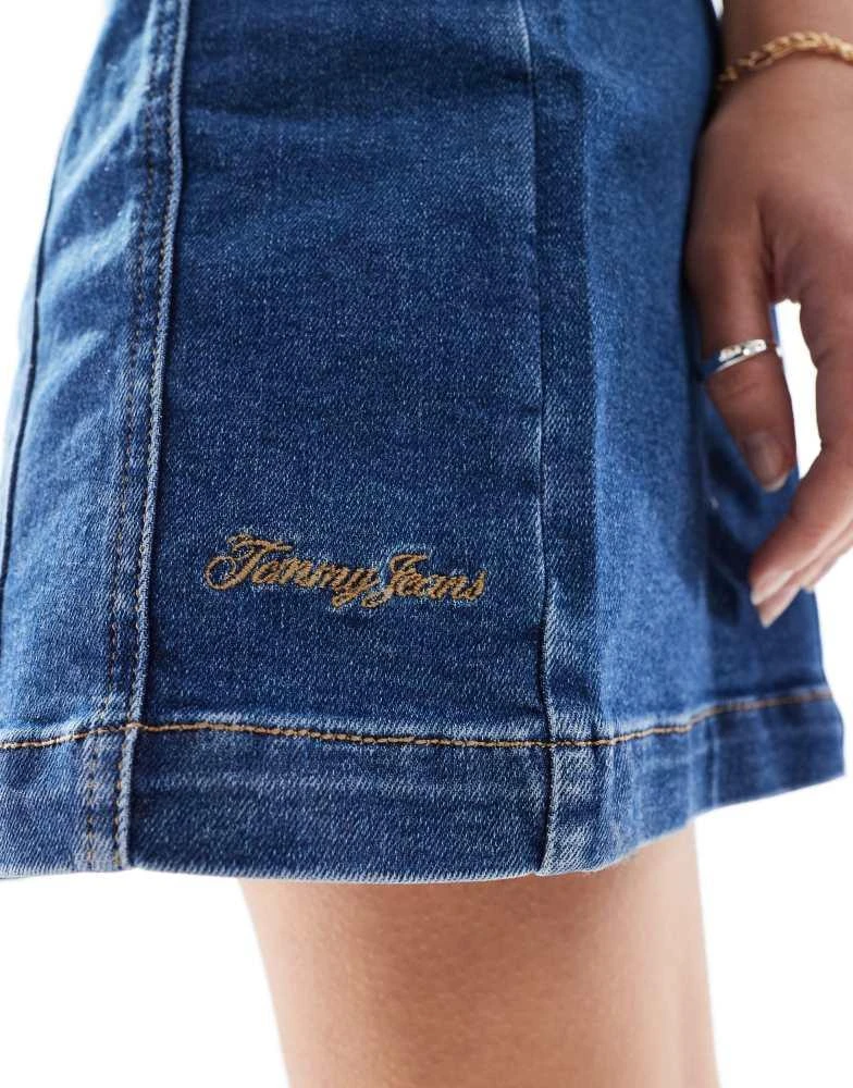 Tommy Jeans Tommy Jeans seam detail denim mini dress in mid wash 3