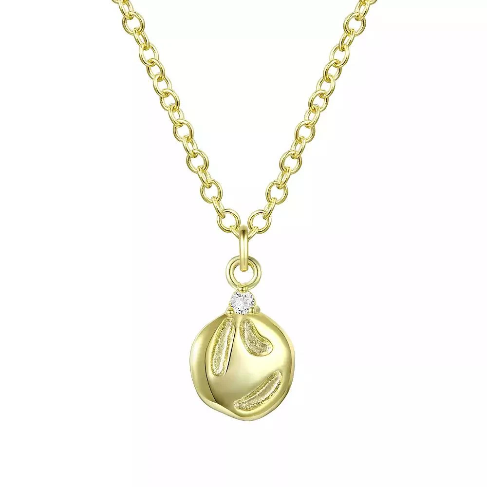 Rachel Glauber 14K Gold Plated Cubic Zirconia Asymmetrical Pendant Necklace