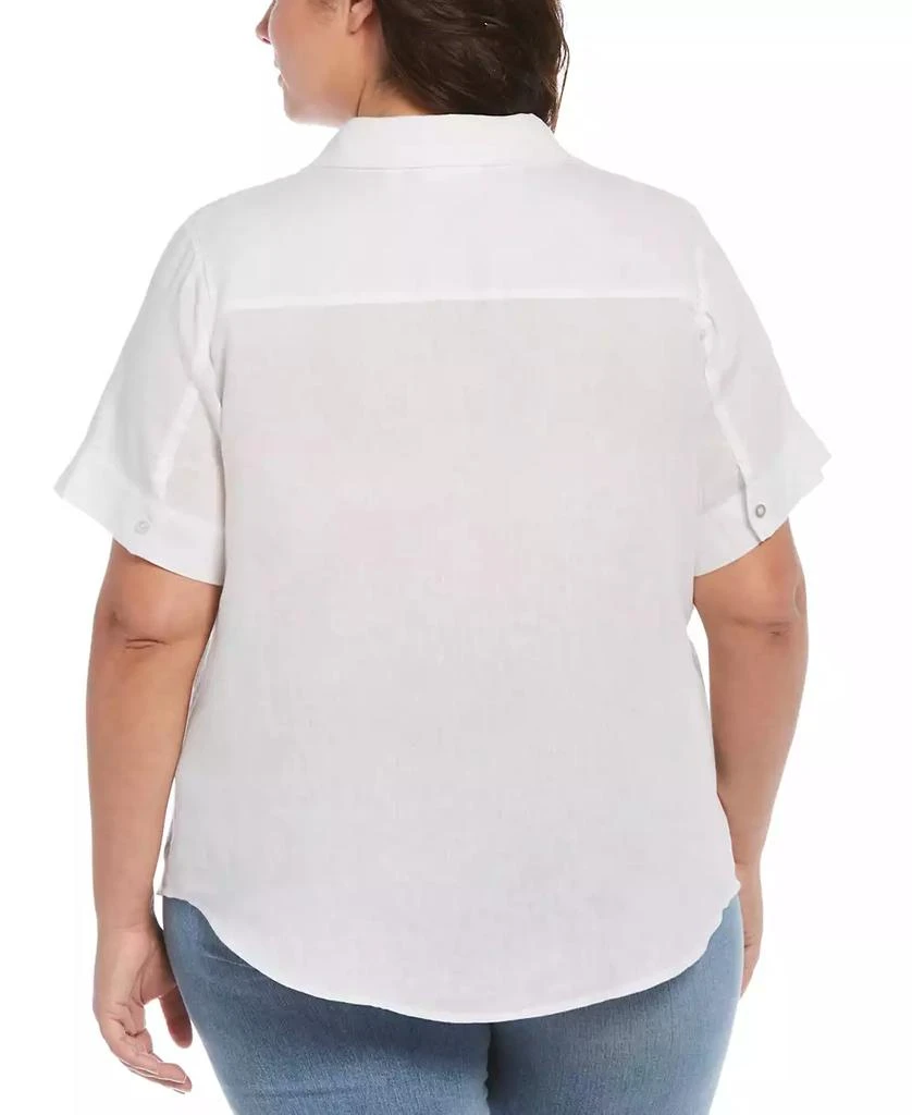 Rafaella Plus Size Split Neck Short Sleeve Linen Top 2