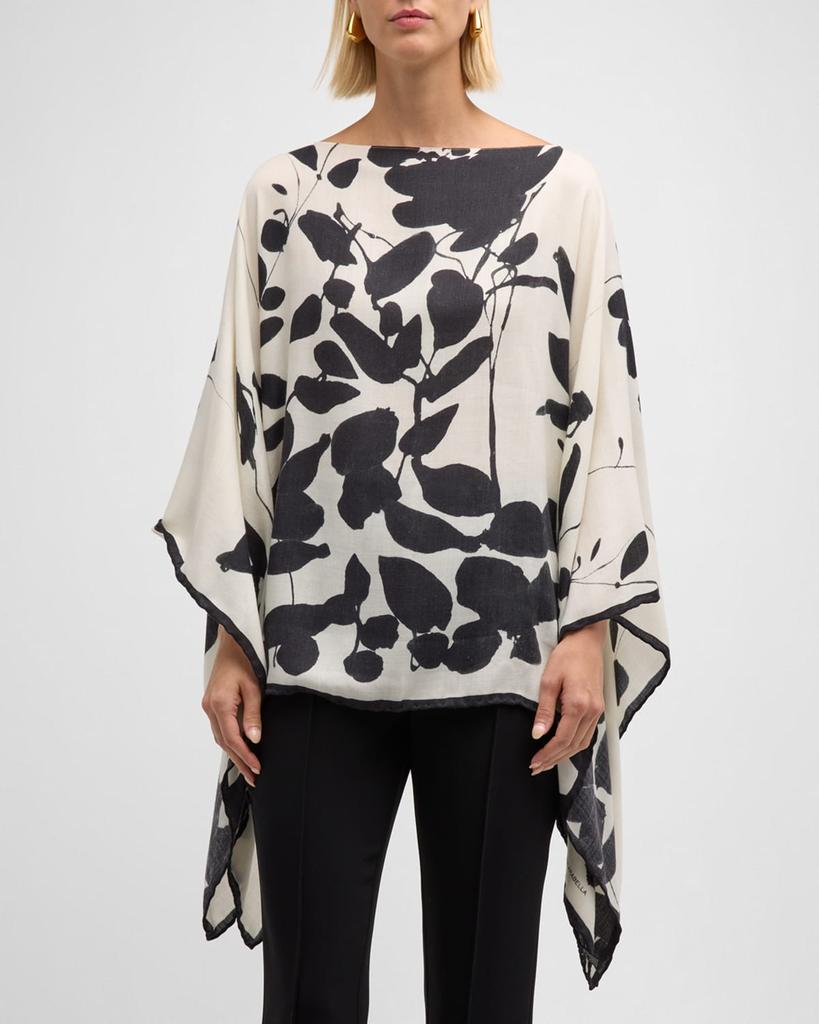 Rani Arabella Placed Flower Cashmere-Blend Printed Poncho