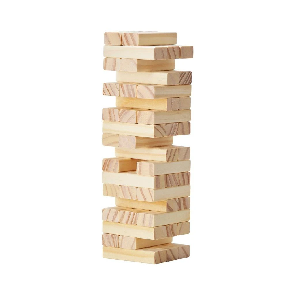 TRIPLE T Tumbling Timber Toy, 54 Blocks Tumble Tower Blocks Game, Pine Wood Tumbling Tower Game with Storage Crate, Multiple Ways to Play Wooden Stacking Game, Tumble Tower Family Game for Indoor/Outdoor