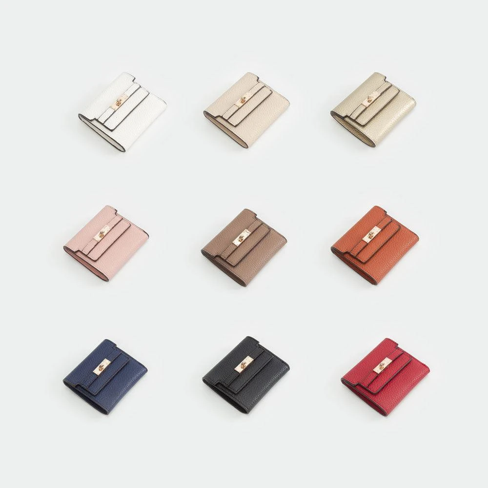 FASHNZFAB Metal Deco Accent Faux Leather Compact Fold Wallet 5